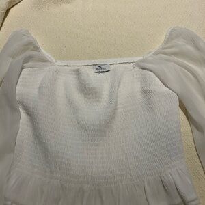 Hollister Cream Smocked Square-Neck Blouse